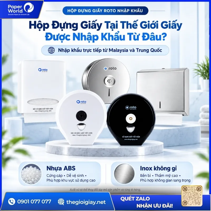 Hộp đựng giấy tại Thế Giới Giấy được nhập khẩu trực tiếp từ Malaysia và Trung Quốc