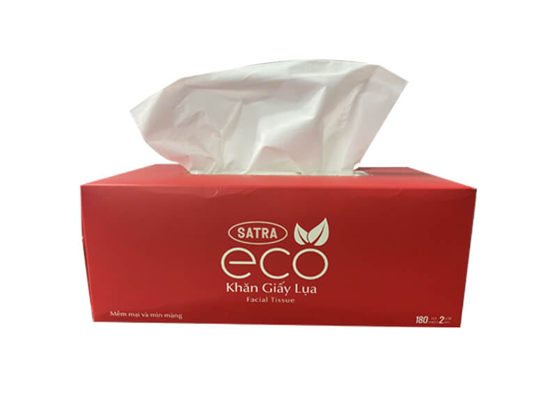 Hộp đựng khăn giấy in logo Thương hiệu Satra Eco
