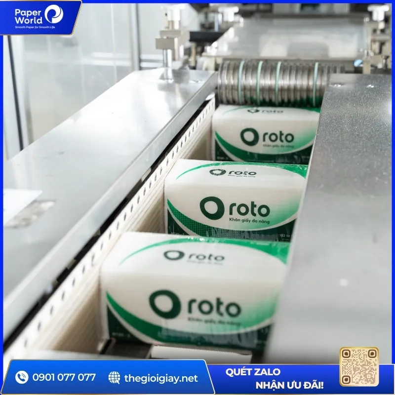 Cận cảnh quy trình sản xuất khăn giấy lau tay Roto TP.HCM