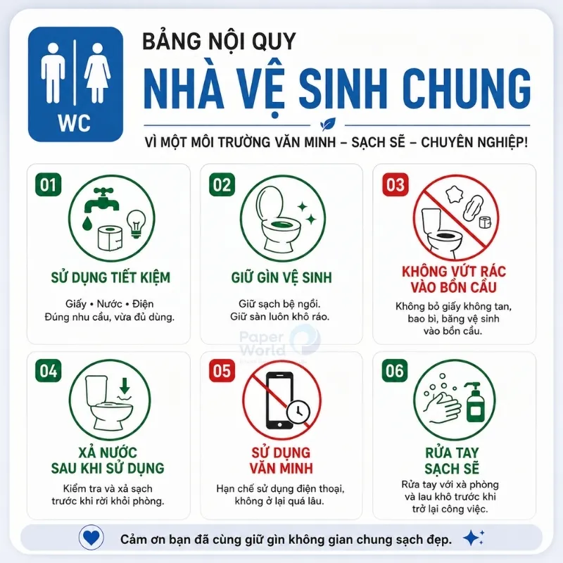 Mẫu nội quy nhà vệ sinh công sở