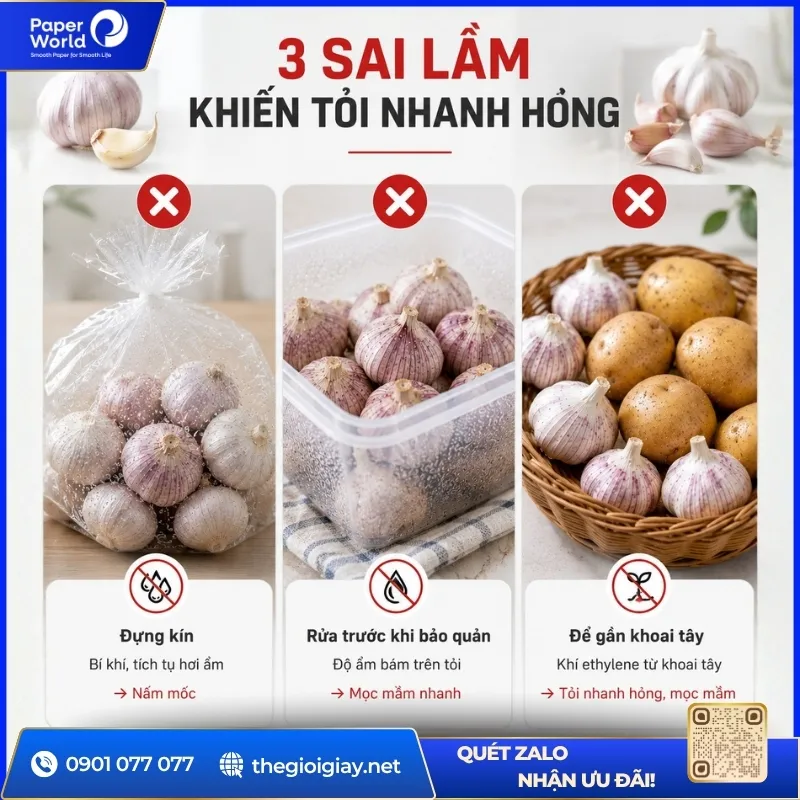 Các sai lầm khi bảo quản tỏi