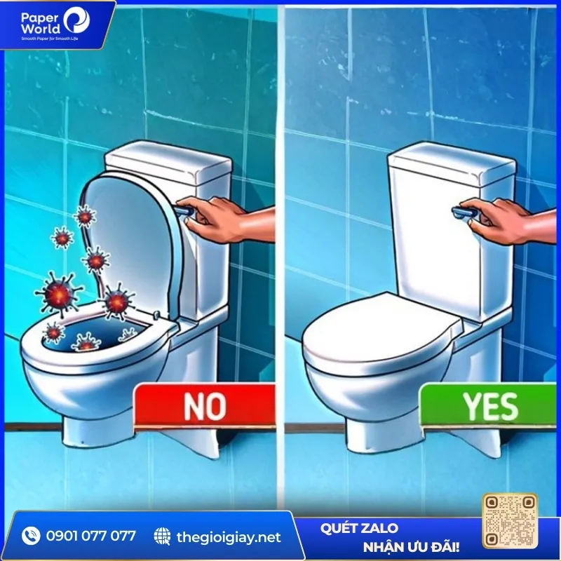 Đóng nắp khi xả nước là thói quen đúng khi đi vệ sinh