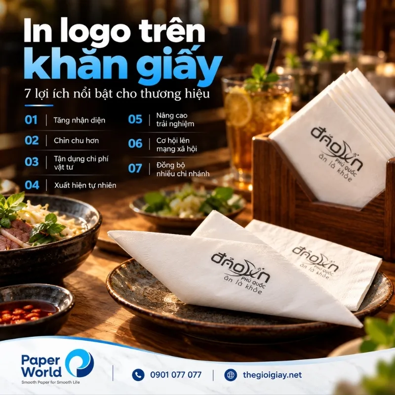 In logo trên khăn giấy