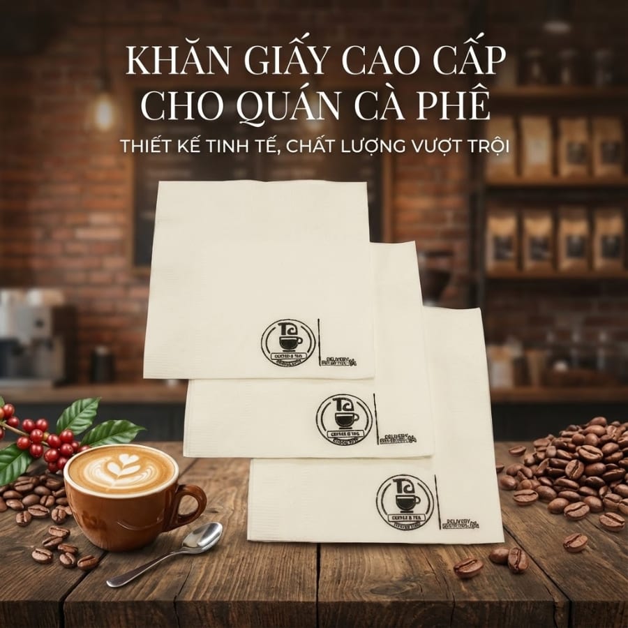 In logo miễn phí trên khăn giấy ăn cho quán cafe