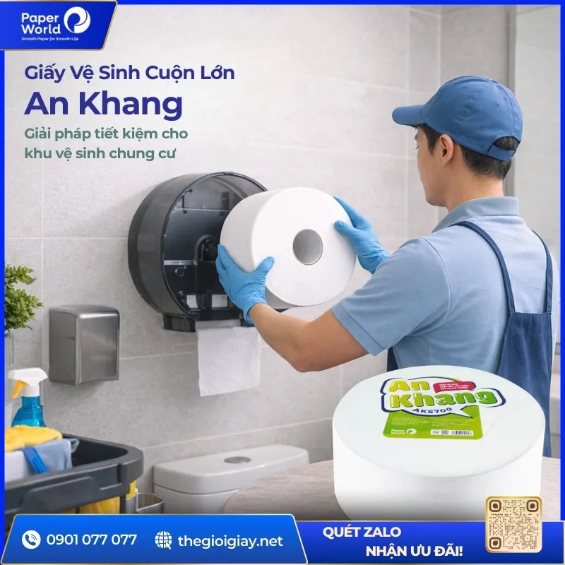 Giấy vệ sinh cuộn lớn cho chung cư