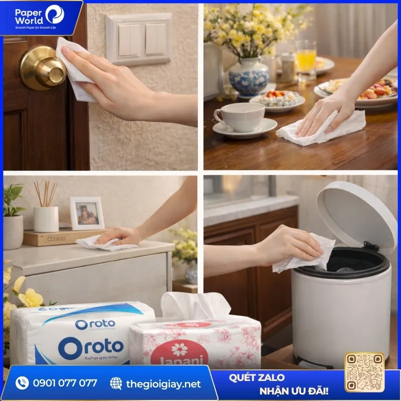 Dọn dẹp nhà cửa nhanh từng khu vực theo kiểu cuốn chiếu với khăn giấy đa năng