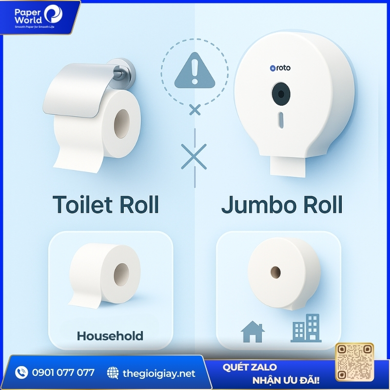Trong tiếng Anh, giấy vệ sinh cuộn lớn không phải là toilet roll