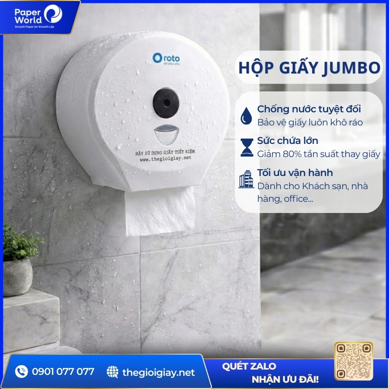 Hộp đựng giấy vệ sinh cuộn lớn chống nước - Giải pháp cho khu vực tần suất cao