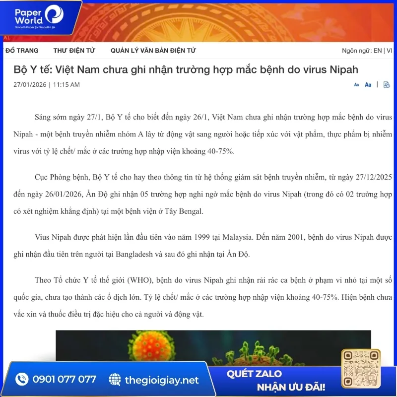 Virus Nipah có ở Việt Nam không?