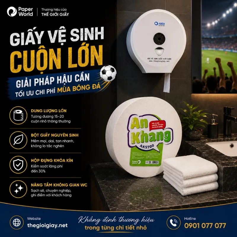 Giấy vệ sinh cuộn lớn cho quán cafe mùa bóng - Giải pháp tiết kiệm hiệu quả