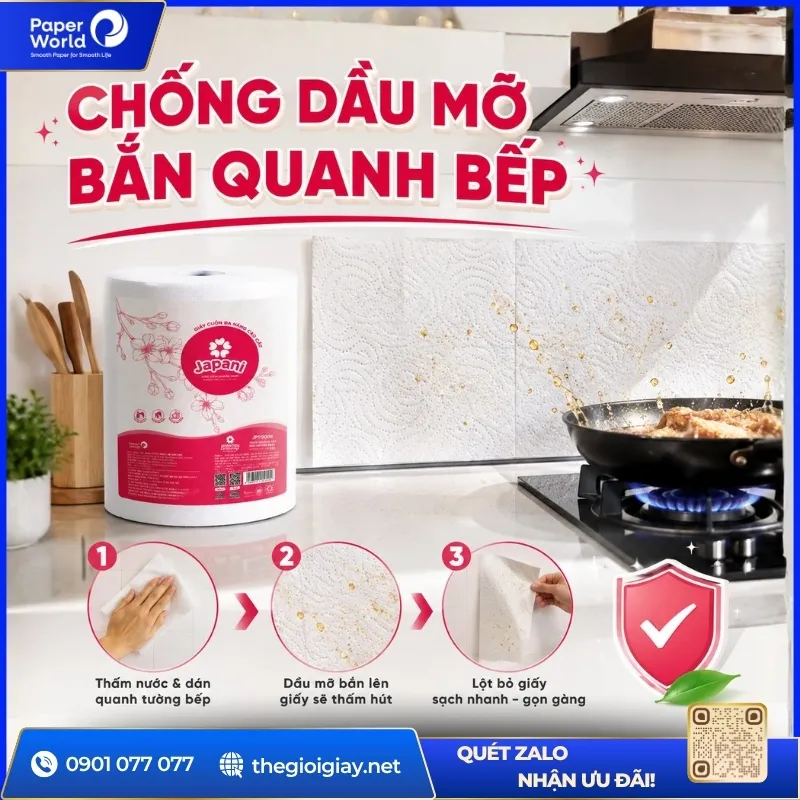 Giấy cuộn đa năng giúp dọn dẹp nhà bếp nhanh chóng, tiện lợi