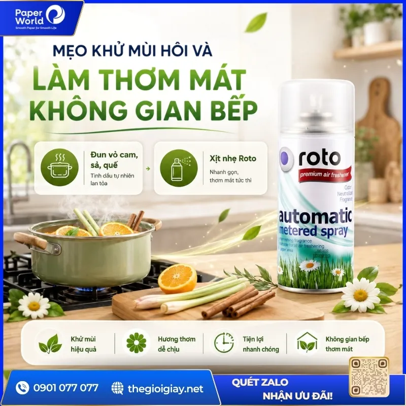 Dọn dẹp và khử mùi hôi nhà bếp nhah với nước hoa xịt phòng Roto