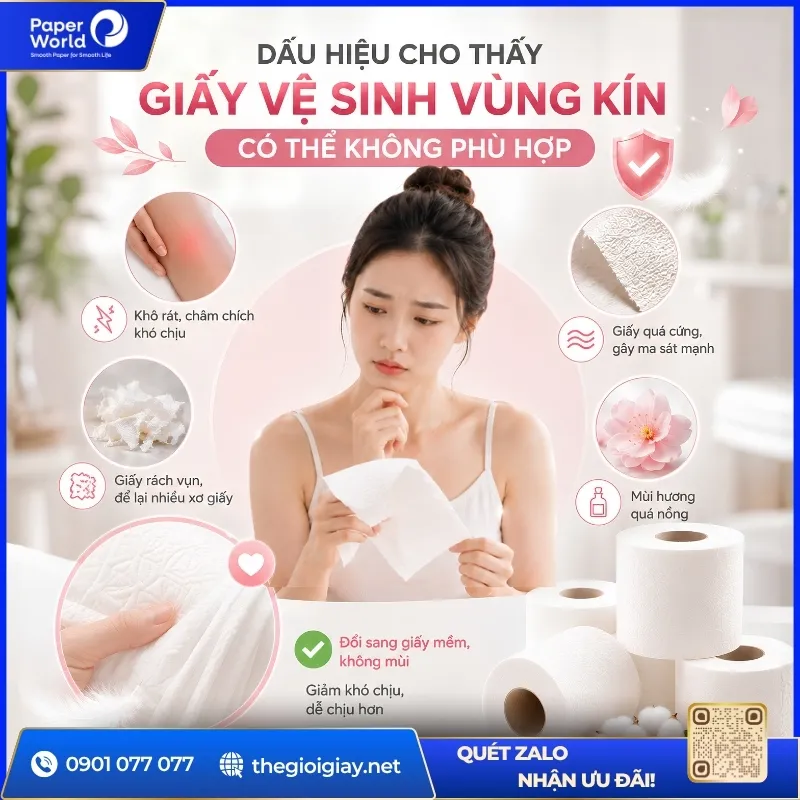 Dấu hiệu cho thấy giấy vệ sinh cho vùng kín không phù hợp