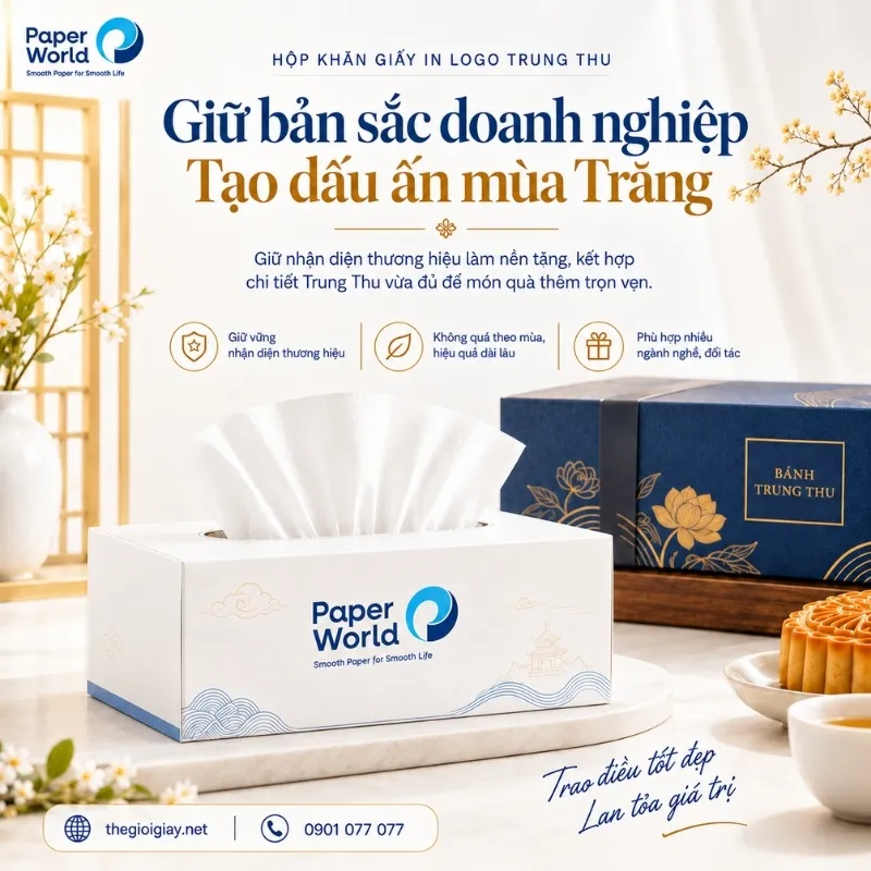 Hộp khăn giấy in logo quà Trung thu