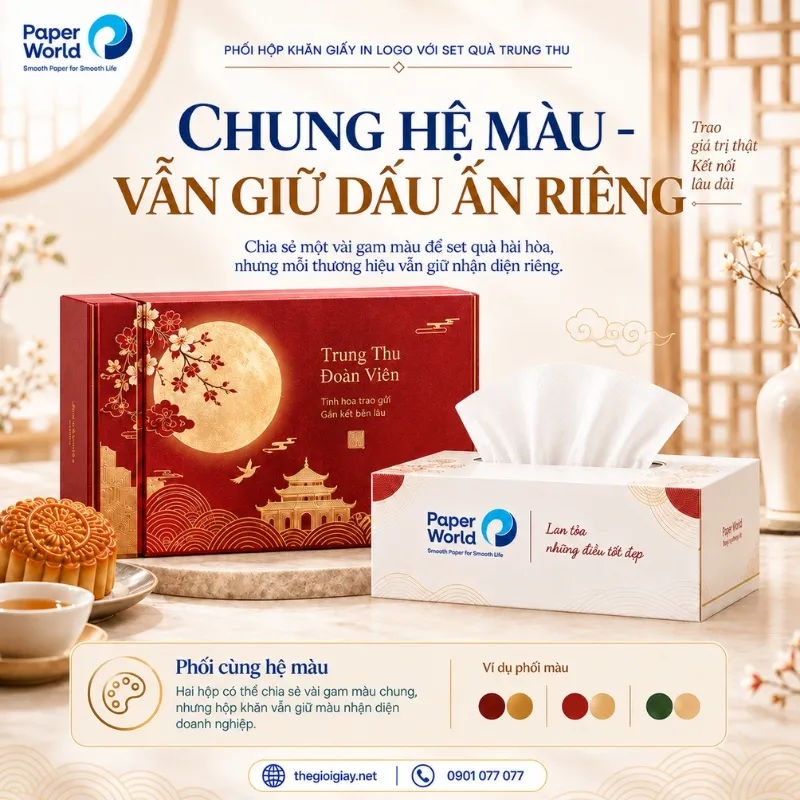 Hộp khăn giấy set quà Trung thu