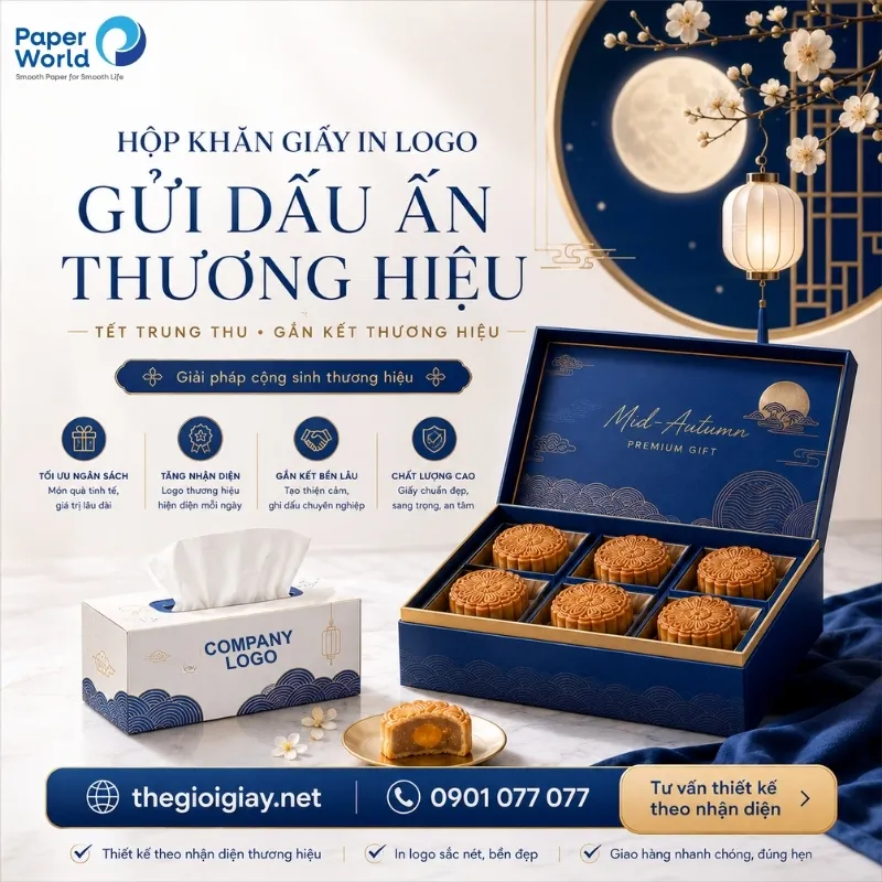 Hộp khăn giấy in logo Tết Trung thu