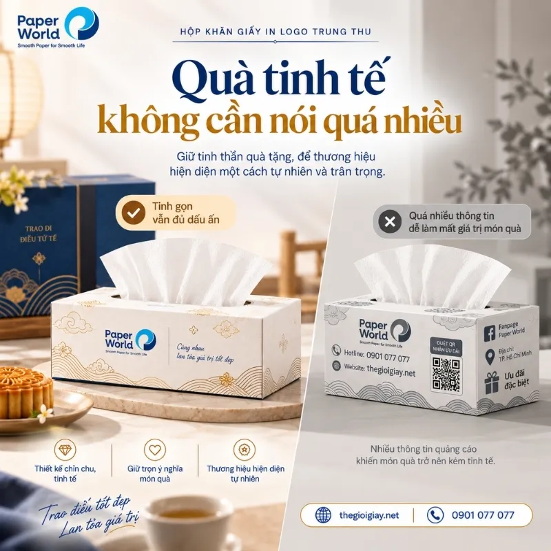 Quà Trung thu Hộp khăn giấy in logo