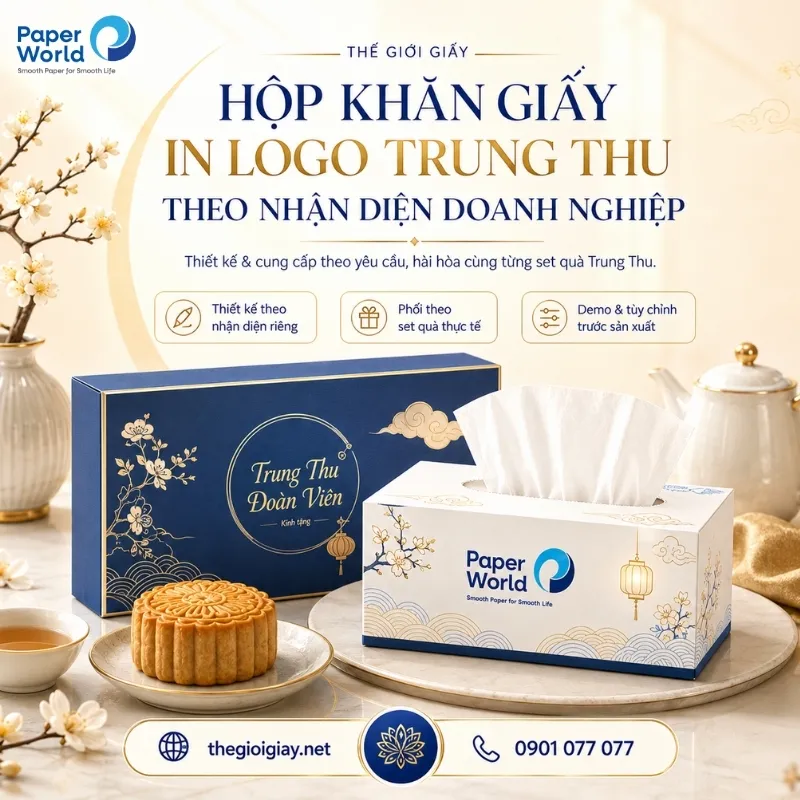 Thế Giới Giấy thiết kế Hộp khăn giấy in logo Trung Thu