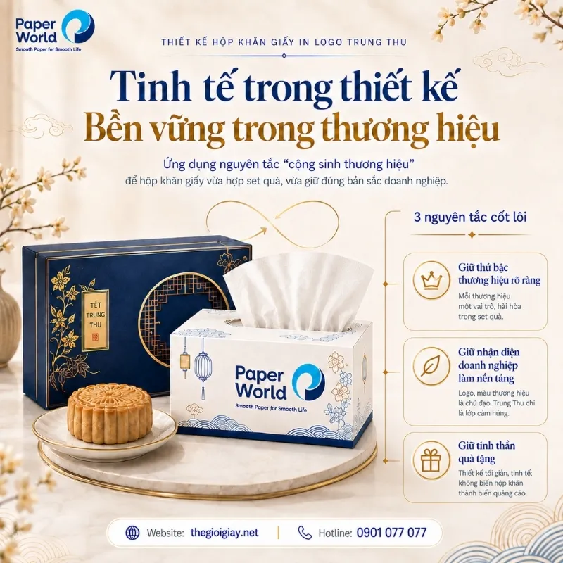 Thiết kế hộp khăn giấy in logo Trung thu