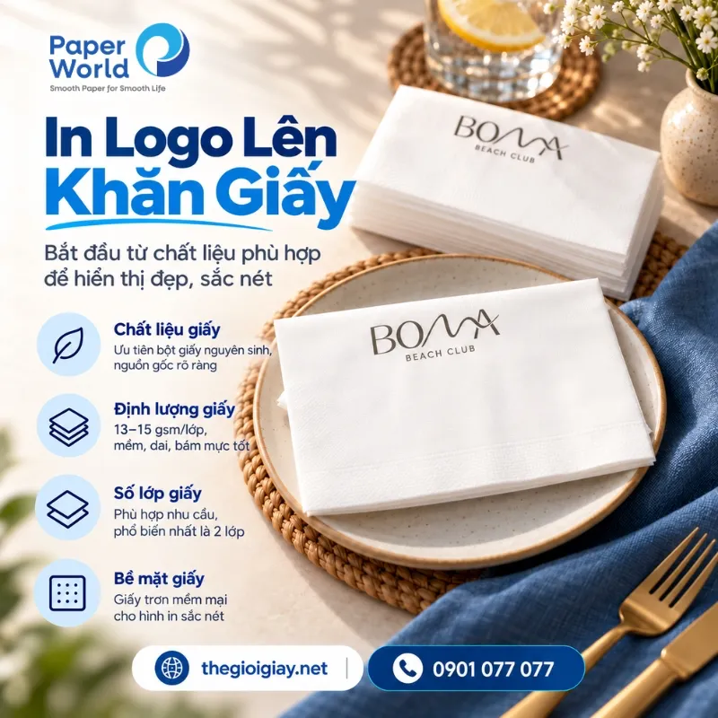 Cách in logo lên khăn giấy đẹp bắt đầu từ chọn chất liệu khăn giấy phù hợp