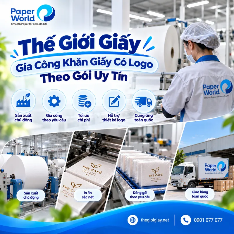 Đặt in khăn giấy có logo tại Thế Giới Giấy