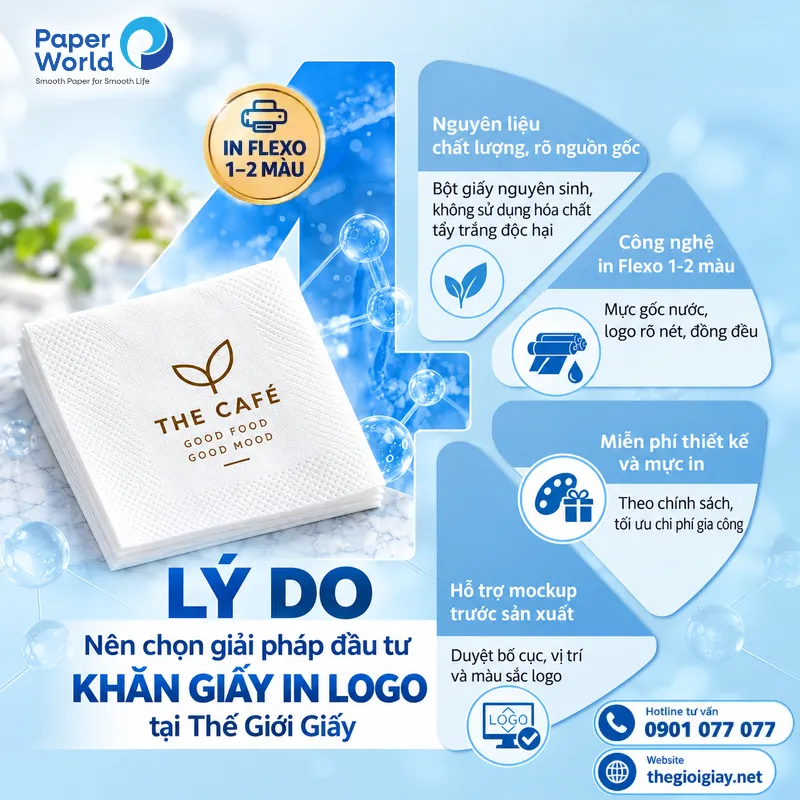 Giải pháp đầu tư khăn giấy in logo tại Thế Giới Giấy