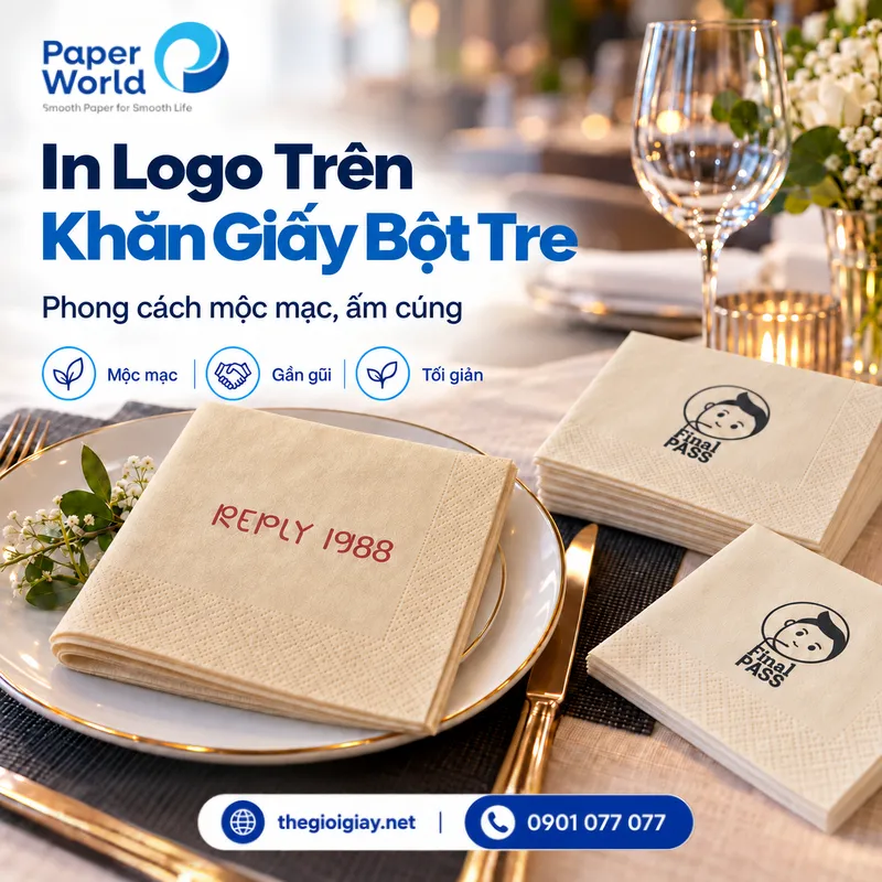 In logo trên khăn giấy bột tre