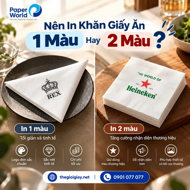 Nên in khăn giấy ăn mấy màu?