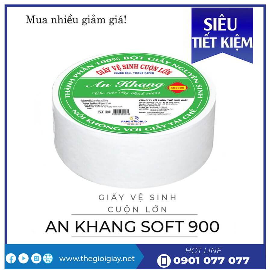 Cung cấp giấy vệ sinh cuộn lớn An Khang Soft900