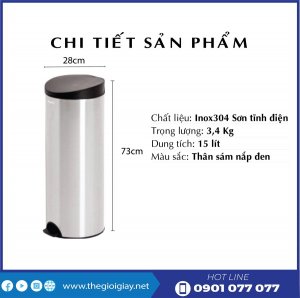 Thông tin sản phẩm thùng rác inox rdtl9019-thegioigiay.net