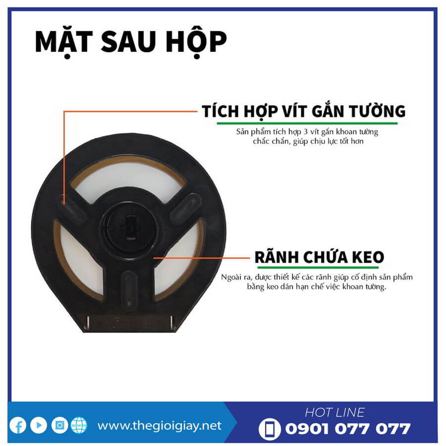 Mặt sau hộp đựng giấy cuộn lớn roto3203A - thegioigiay.net