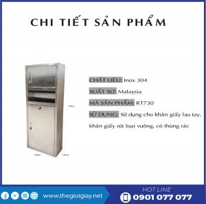 Chi tiết sản phẩm hộp đựng khăn giấy lau tay có thùng rác roto730-thegioigiay.net