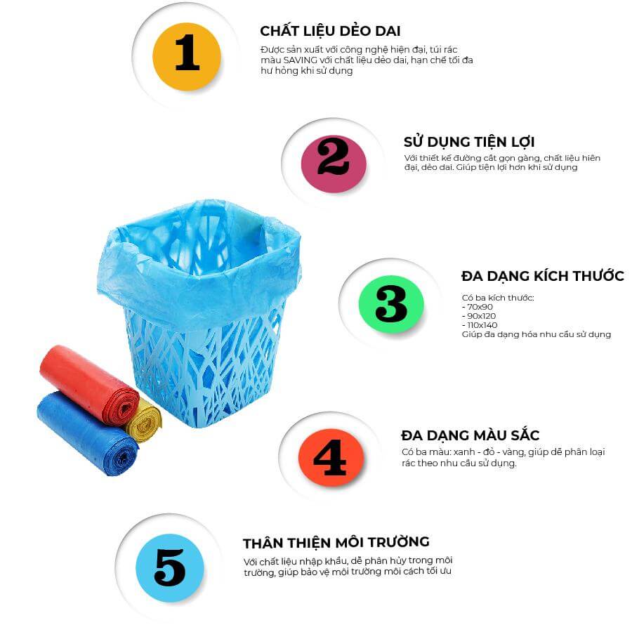 Lợi ích khi sử dụng túi rác Eco màu