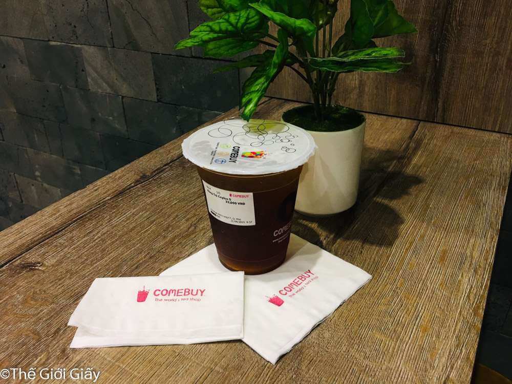 Khăn giấy in logo thương hiệu trà sửa comebuy