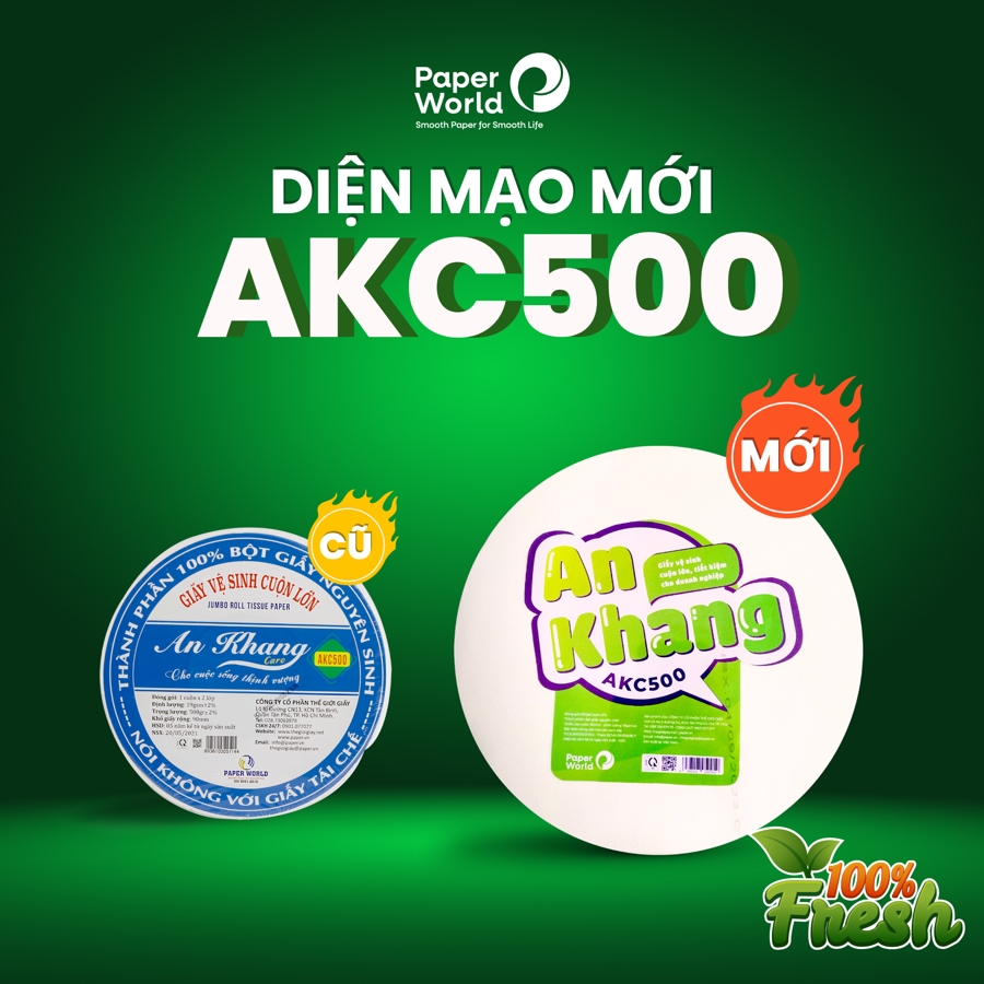 Giấy vệ sinh cuộn lớn An Khang Caro500