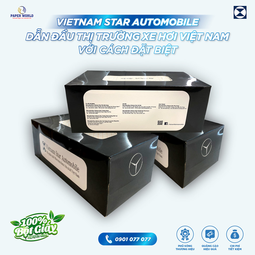 Hộp khăn giấy thương hiệu Việt Nam Star Automobike