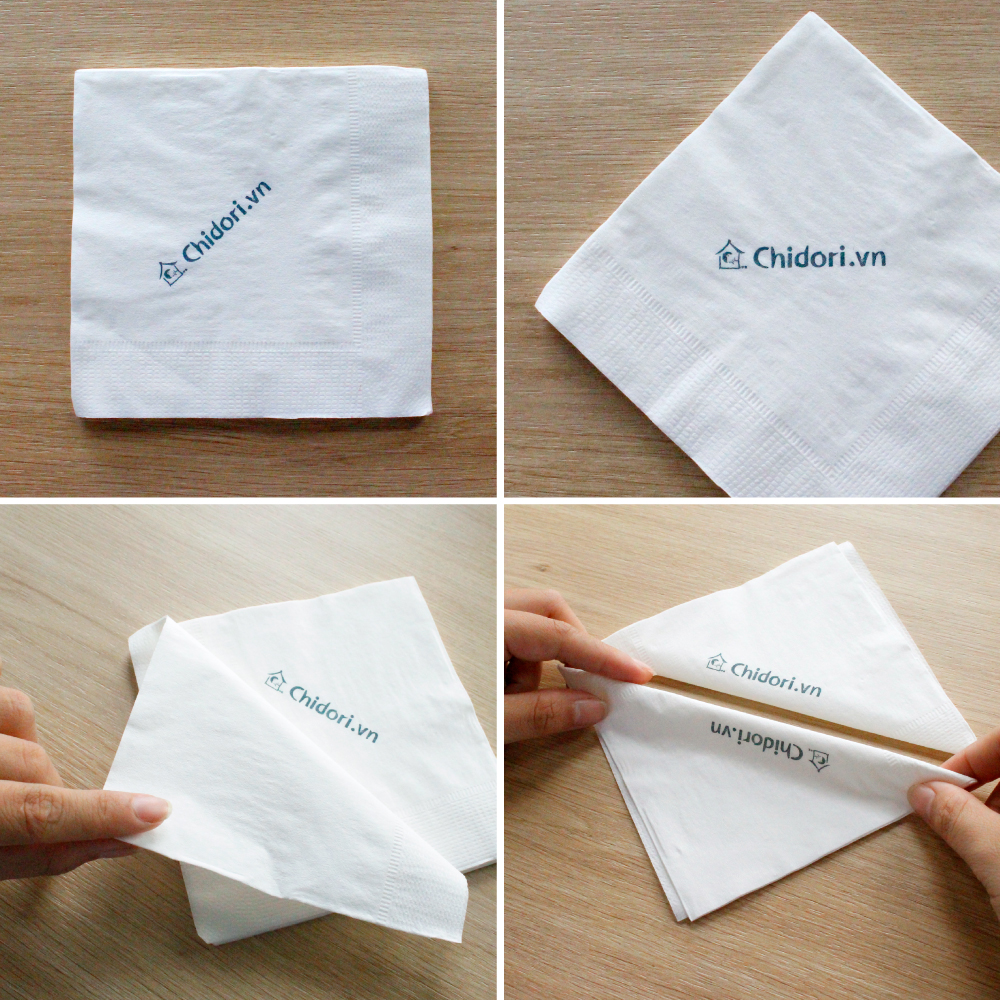 khăn giấy in thương hiệu Chidori bằng mực lành tính