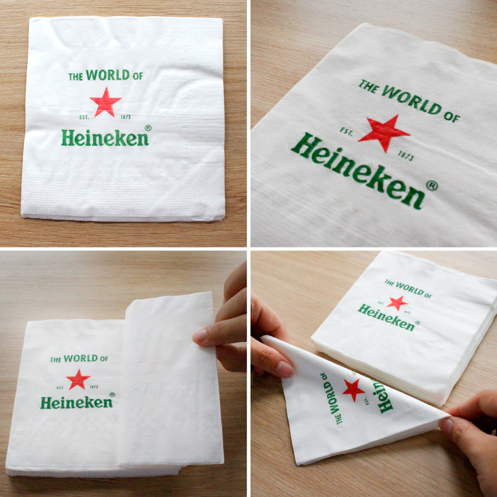 khăn giấy in logo Heineken độc đáo