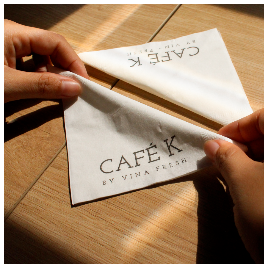 khăn giấy in logo Cafe K quảng cáo hiệu quả