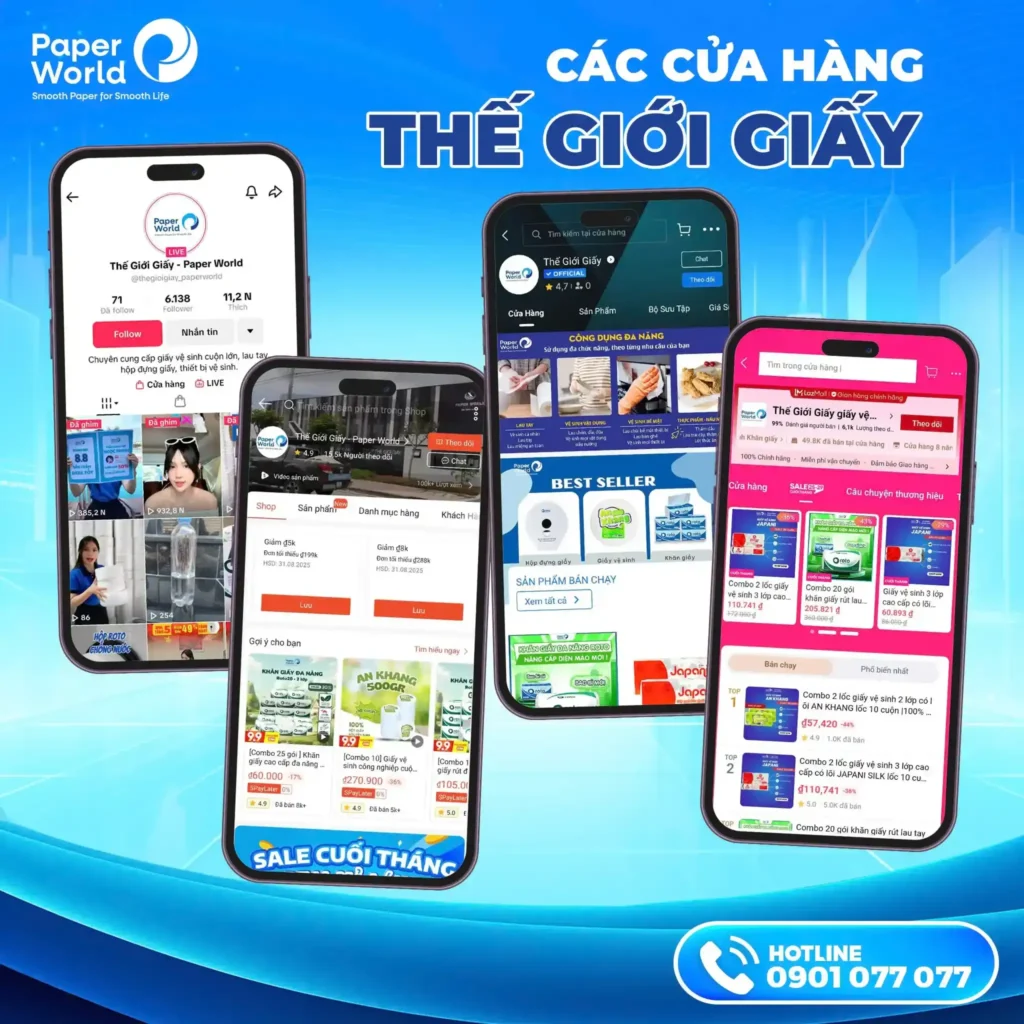 Các gian hàng của Thế Giới Giấy trên các sàn TMĐT