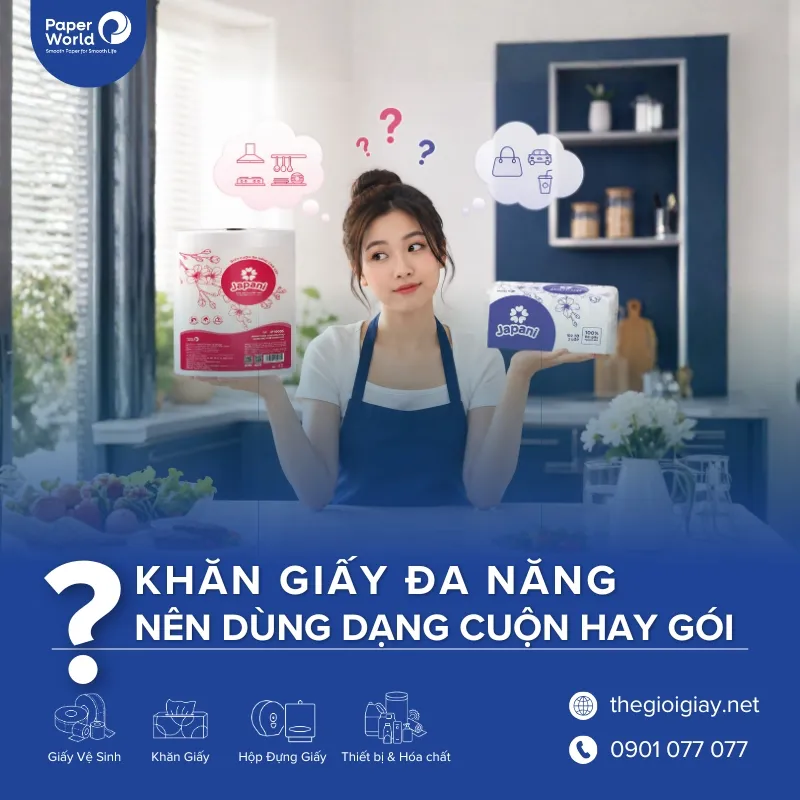 Nên dùng khăn giấy đa năng dạng cuộn hay dạng gói?