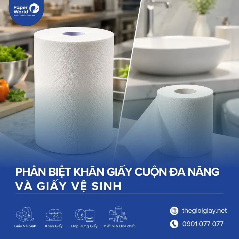 Phân biệt khăn giấy cuộn đa năng và khăn giấy cuộn vệ sinh